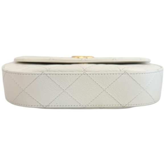 Chanel Mini Top Handle Flap Crossbody Bag White Quilted Lambskin Gold HW - Picture 5 of 15